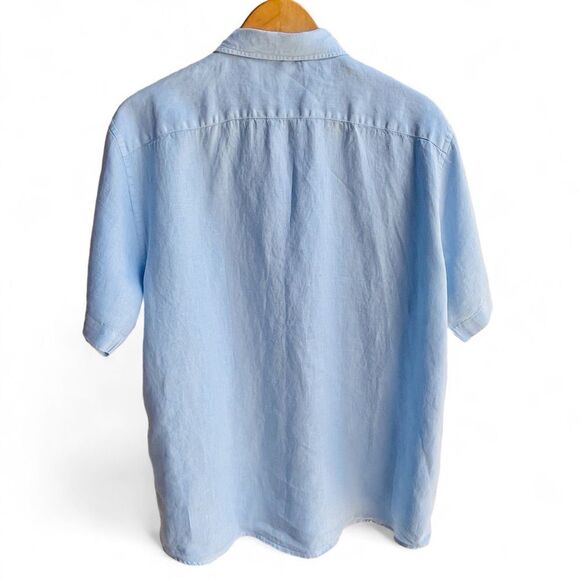 Retro Vintage Y2K LeClub Linen Short Sleeve Button Up Casual Summer Shirt - Picture 3 of 15